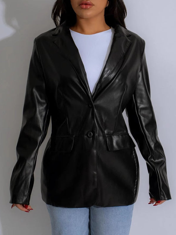 Faux Leather Blazer