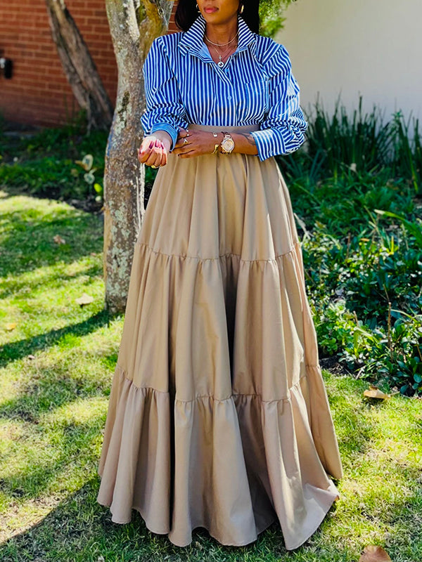 Stripe Shirt & Ruffle Skirt Set