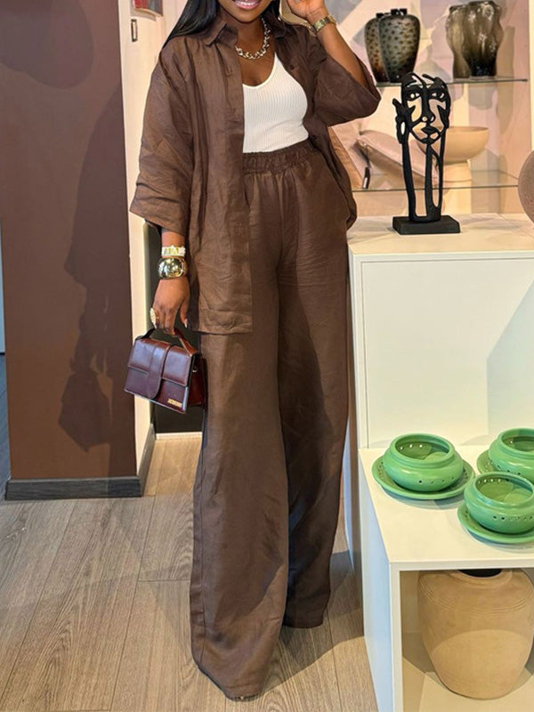 Solid Tunic Shirt & Pants Set