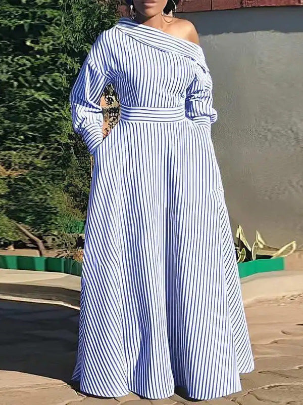 Stripe Boat-Neck Dress