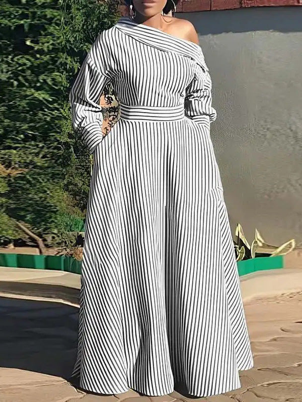 Stripe Boat-Neck Dress