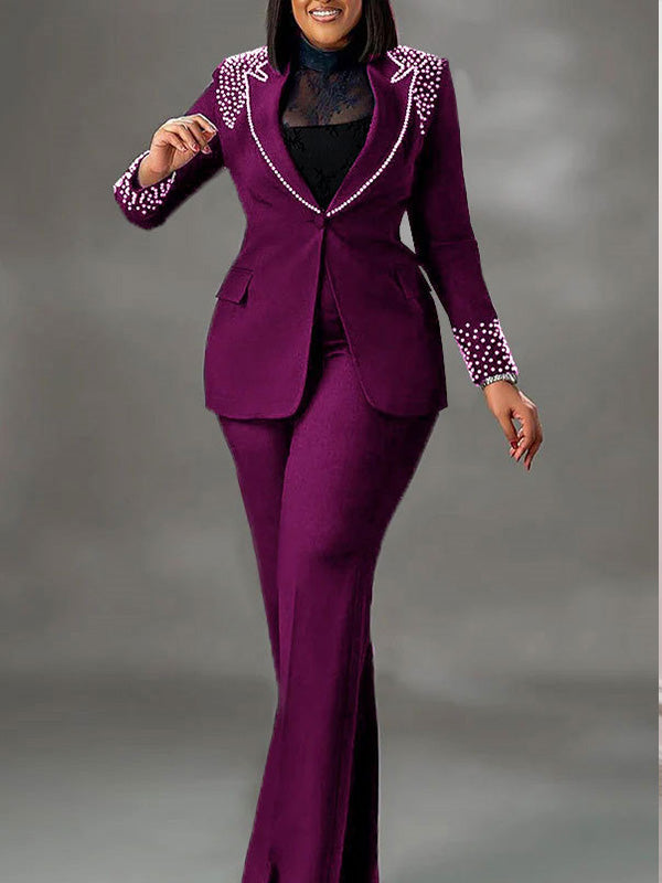 Beautiedoll Pearl-Studded Blazer & Pants Set