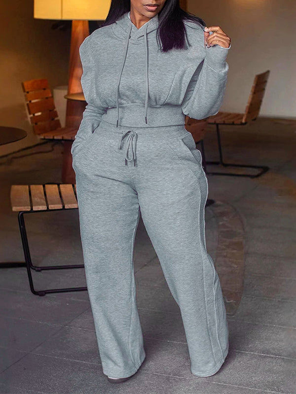 Solid Hoodie & Pants Set