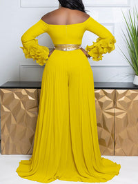 Beautiedoll Off-Shoulder Pleated Jumpsuit