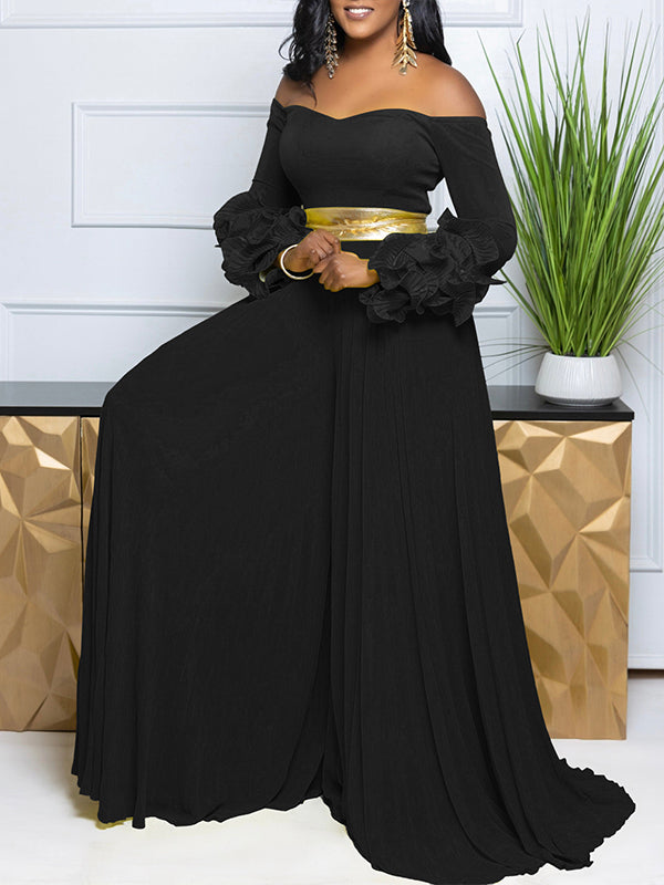 Beautiedoll Off-Shoulder Pleated Jumpsuit