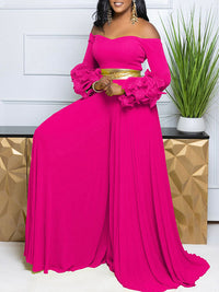 Beautiedoll Off-Shoulder Pleated Jumpsuit