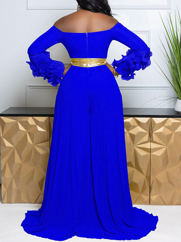 Beautiedoll Off-Shoulder Pleated Jumpsuit