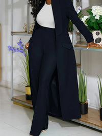 Solid Long Blazer & Pants Set