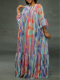 Printed Ruffle Maxi Dress