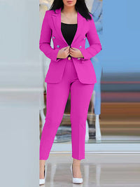 Solid Blazer & Pants Set