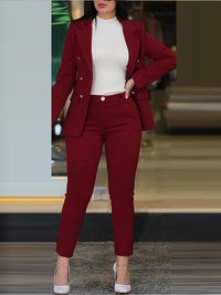 Solid Blazer & Pants Set