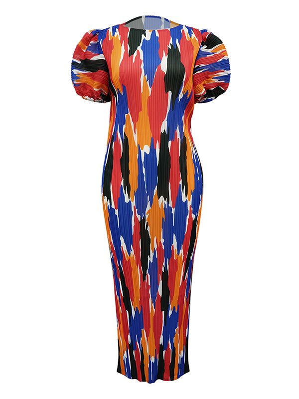 Printed Pleated Dress