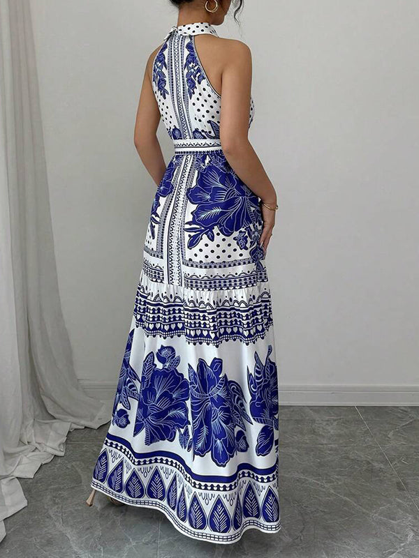 Printed Sleeveless Shirt Dress