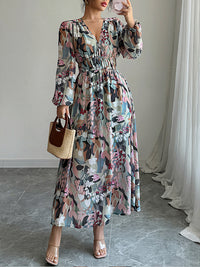 Printed V-Neck Dress
