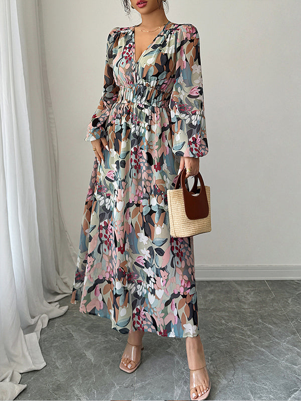 Printed V-Neck Dress