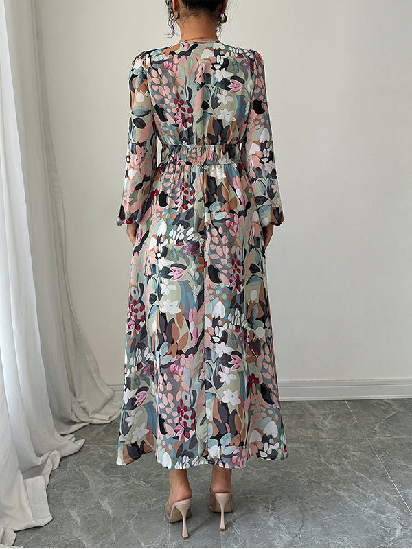 Printed V-Neck Dress