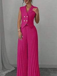 Solid Vest & Pleated Pants Set