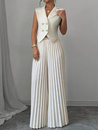 Solid Vest & Pleated Pants Set