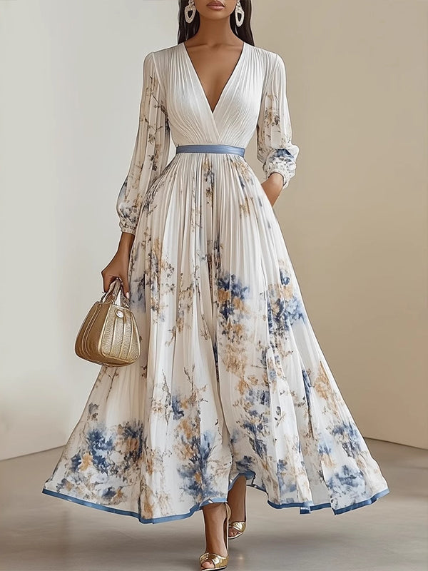 Printed Pleated Dress