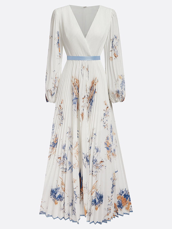 Printed Pleated Dress