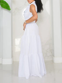 Solid Sleeveless Shirt Dress