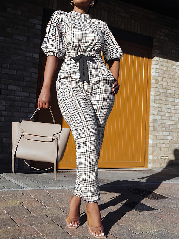 Plaid Top & Pants Set