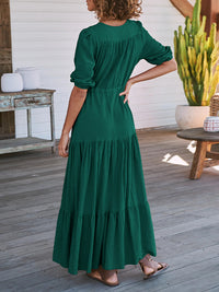 V-Neck Button-Front Dress