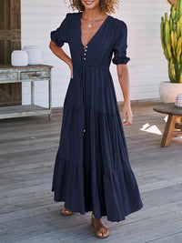 V-Neck Button-Front Dress