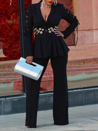Eyelet Blazer & Pants Set