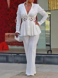 Eyelet Blazer & Pants Set
