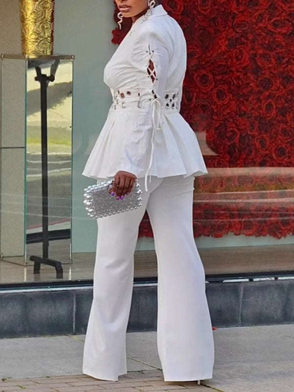 Eyelet Blazer & Pants Set