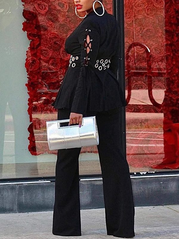 Eyelet Blazer & Pants Set