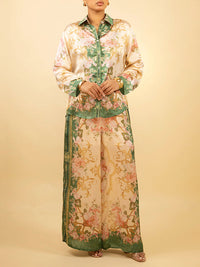 Printed Shirt & Wide-Leg Pants Set