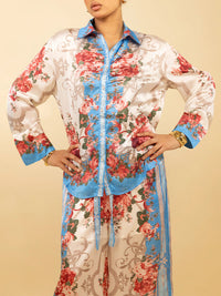 Printed Shirt & Wide-Leg Pants Set