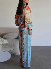 Printed Shirt & Wide-Leg Pants Set