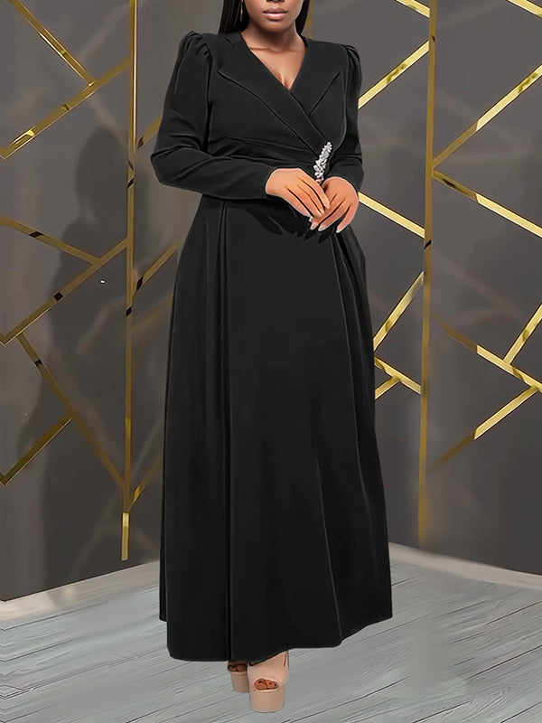 Solid V-Neck Maxi Dress