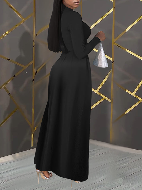 Solid V-Neck Maxi Dress