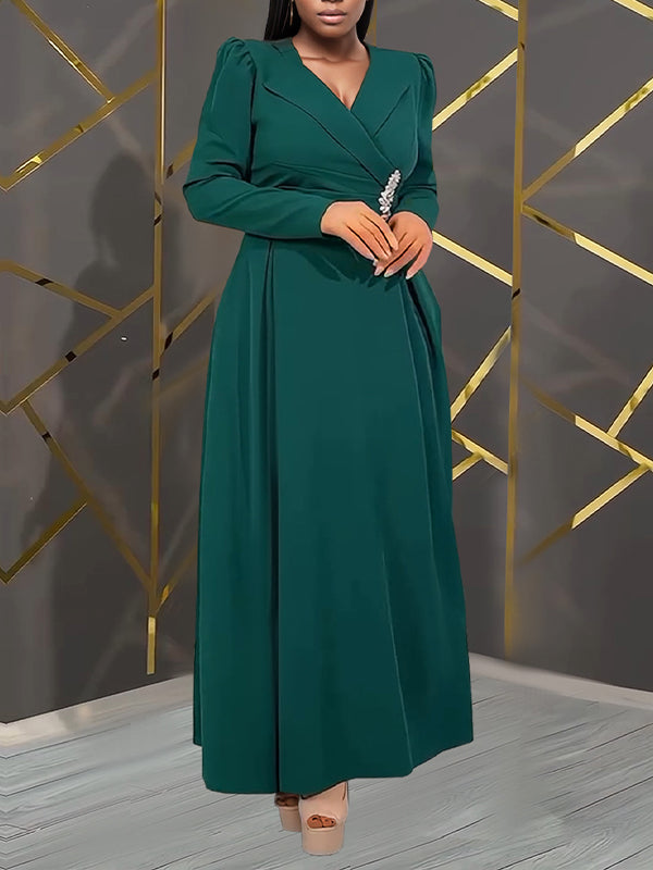Solid V-Neck Maxi Dress