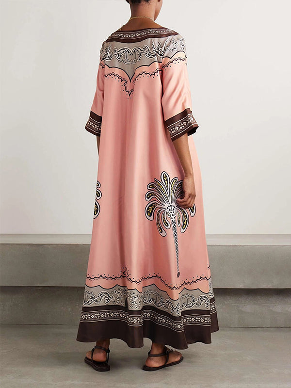 Printed V-Neck Dress