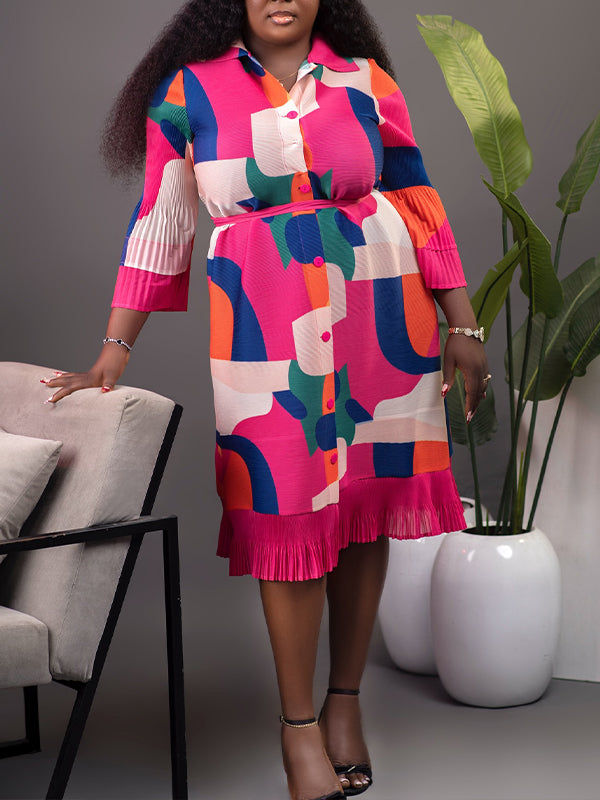 Beautiedoll Printed Tied Shirt Dress