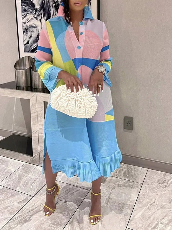 Beautiedoll Printed Tied Shirt Dress