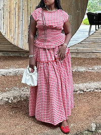 Vichy Plaid Top & Skirt Set