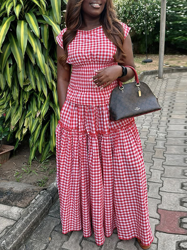 Vichy Plaid Top & Skirt Set