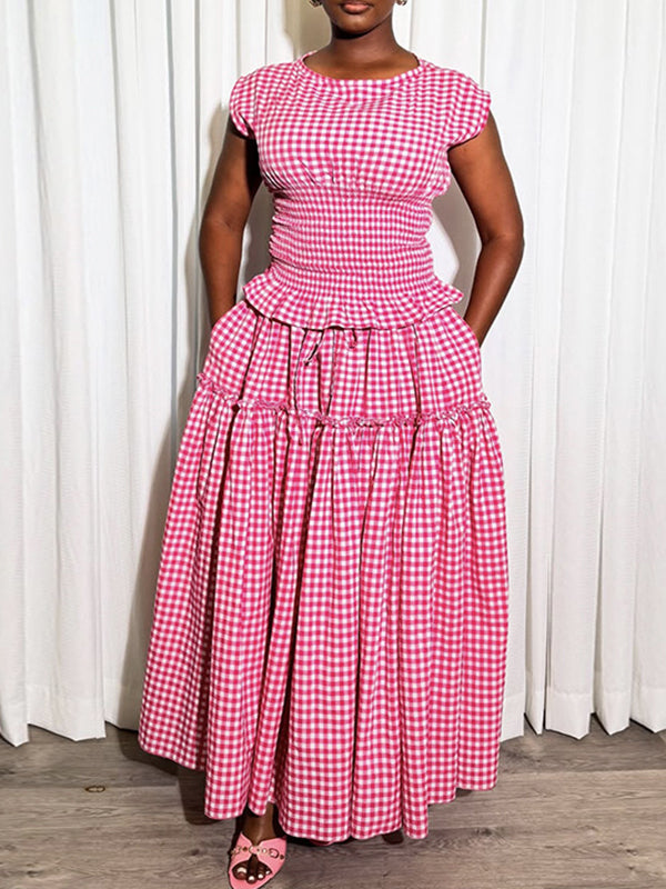 Vichy Plaid Top & Skirt Set