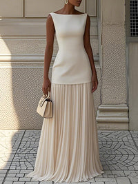 Sleeveless Tunic Top & Pleated Skirt