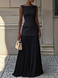 Sleeveless Tunic Top & Pleated Skirt