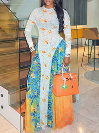 Printed Combo Maxi Dress