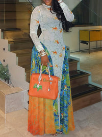 Printed Combo Maxi Dress