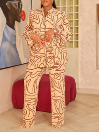 Printed Drawstring Shirt & Pants Set