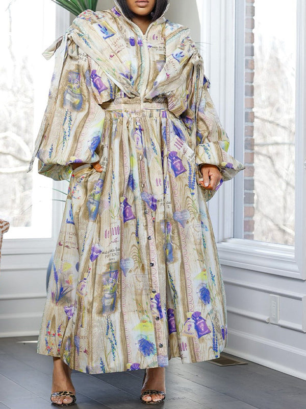 Printed Zip Top & Skirt Set